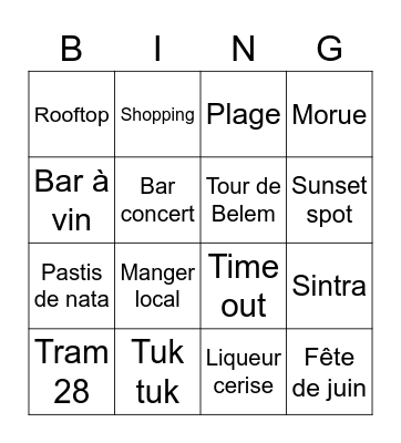 Lisboa Bingo Card