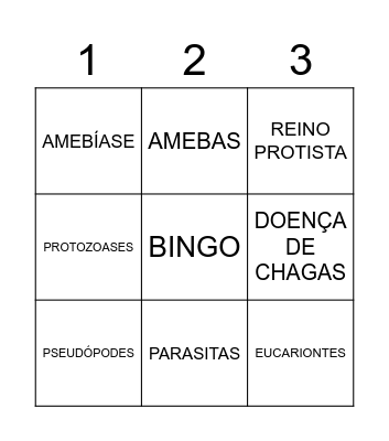 BINGO - PROTOZOÁRIOS Bingo Card