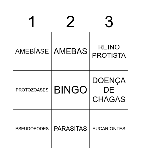 BINGO - PROTOZOÁRIOS Bingo Card