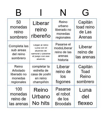 Super Mario Odyssey Bingo Card