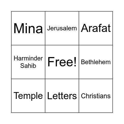 Pilgrimahe Bingo Card