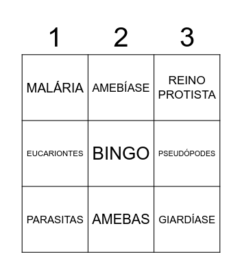 BINGO - PROTOZOÁRIOS 2º ANO "A" Bingo Card