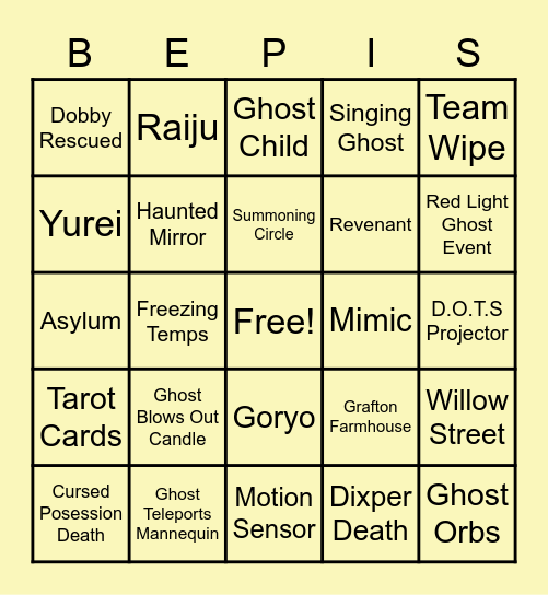 BEPIS BINGO Card