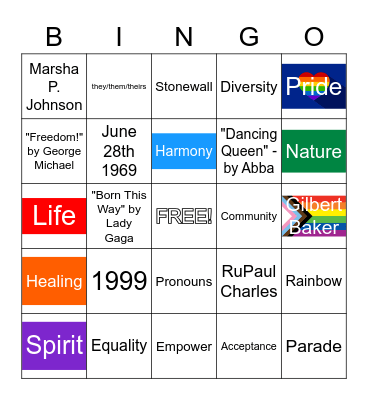 Pride Bingo Card