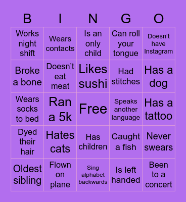 Get to know our members Bingo Card