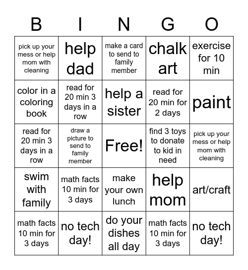 Summer Bingo TEAG Bingo Card