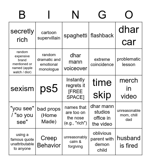 Dhar Mann Bingo Nova & Pastel Bingo Card