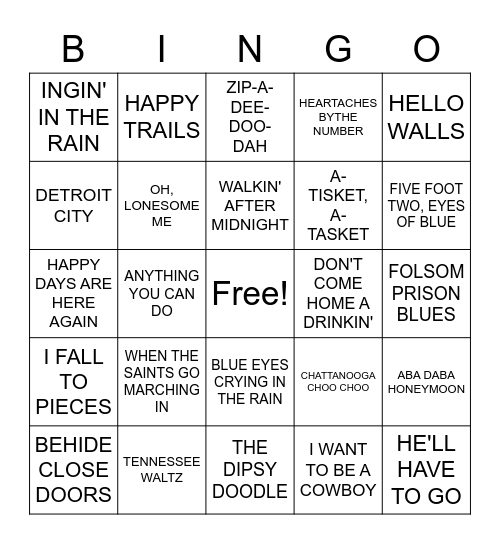 1930'S BINGO Card