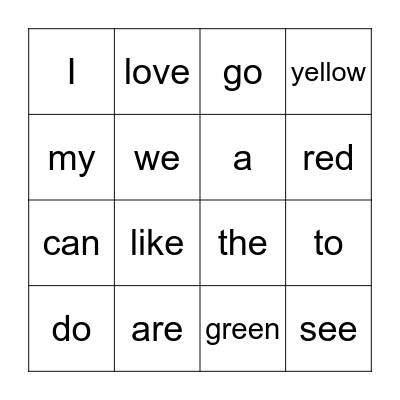 Sight Words QTR 2 Bingo Card