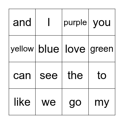 Sight Words QTR 2 Bingo Card