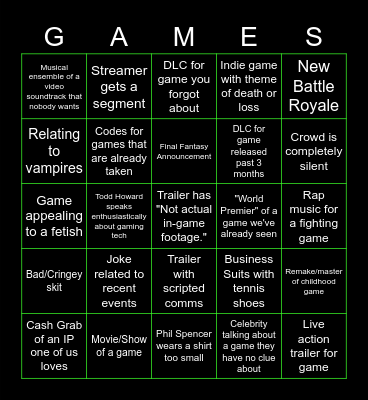 2022 Game Announcement Landsub Card Bingo Card