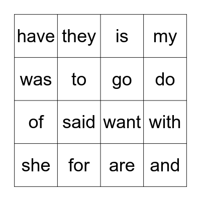Sight Words QTR 3 Bingo Card