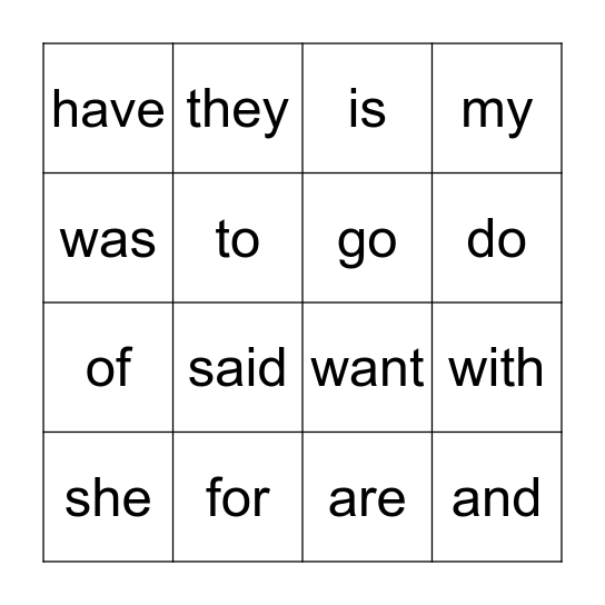 Sight Words QTR 3 Bingo Card