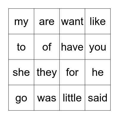 Sight Words Qtr 3 Bingo Card