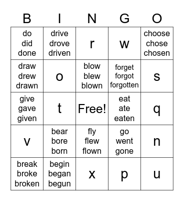 test Bingo Card