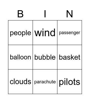 Bingo Game, Week 3, Class 2 Bingo Card