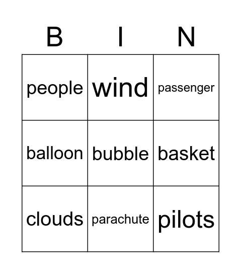 Bingo Game, Week 3, Class 2 Bingo Card