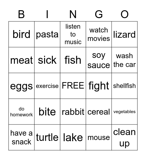 English Time 3 Bingo Card