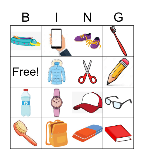 Belongings Bingo Card