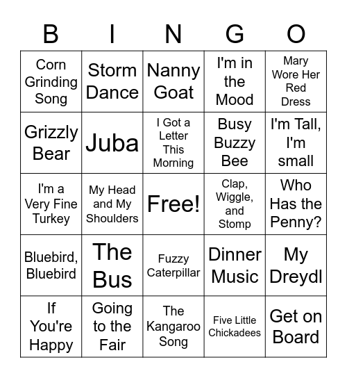 Name that tune! Bingo Card