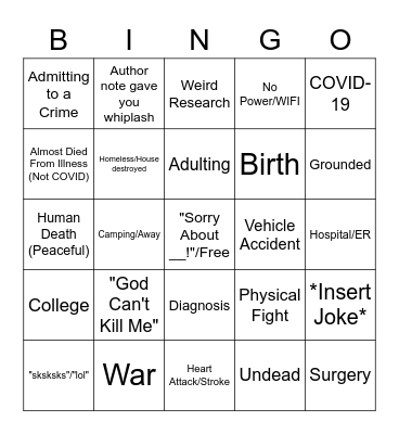 AO3 Author Notes Bingo Card