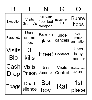 Rebirth Solos Spectator Bingo Card