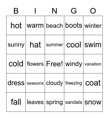 Seasons! Bingo Card