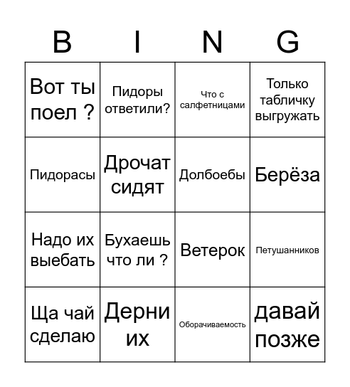 СС Бинго Bingo Card