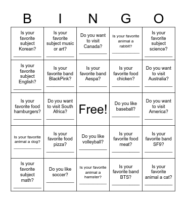 Find a Friend Who... Bingo Card