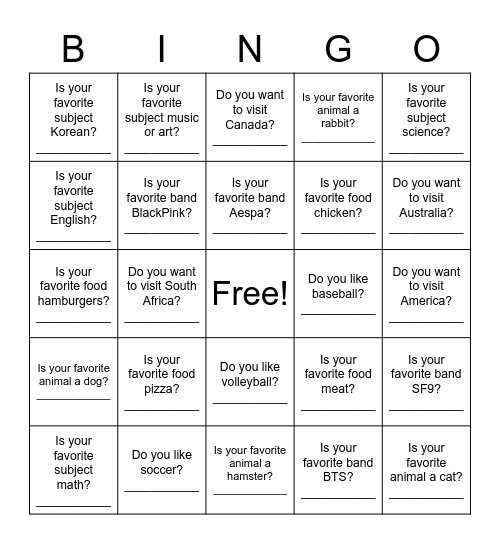 Find a Friend Who... Bingo Card