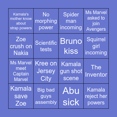 Miss Marvel Series Bingo Card