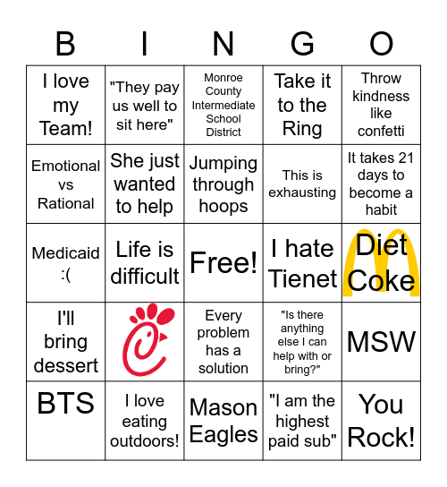 Gloria Bingo Card