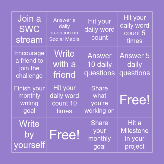 Summer Bingo - SWC Bingo Card