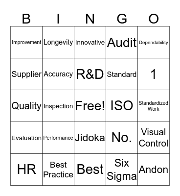 Quality Month BINGO Card