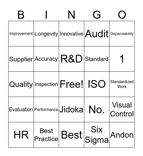 Quality Month BINGO Card