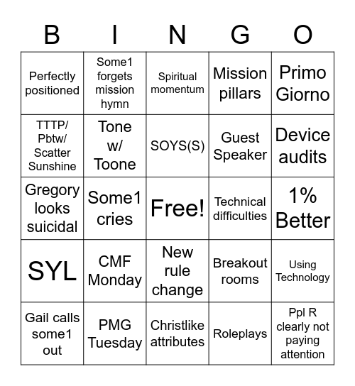 Devotional Bingo Card