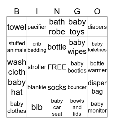 Baby Klotz Bingo Card