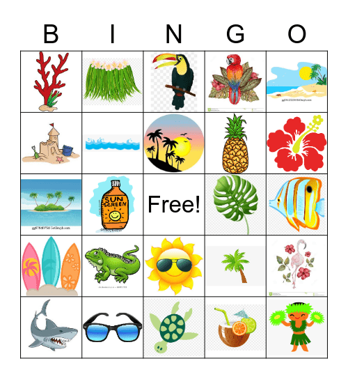 Tropical Bingo Card