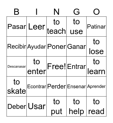 Spanish Bingo  Bingo Card