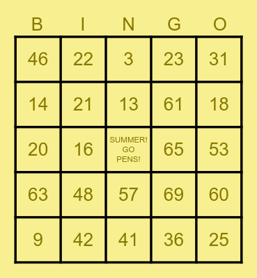 HAPPY SUMMER Bingo Card