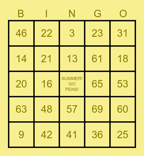 HAPPY SUMMER Bingo Card