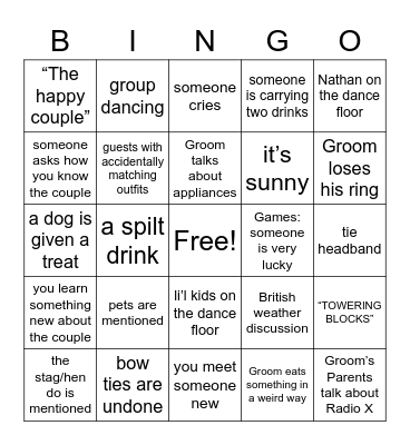 Wedding Bingo Card