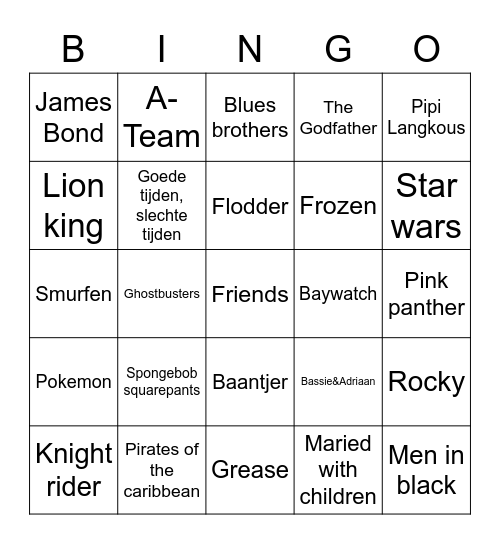 Bingo team beheer Bingo Card