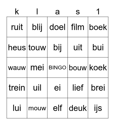 Tweetekenklanken Bingo Card