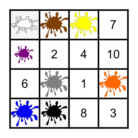 Colores y Numeros Bingo Card