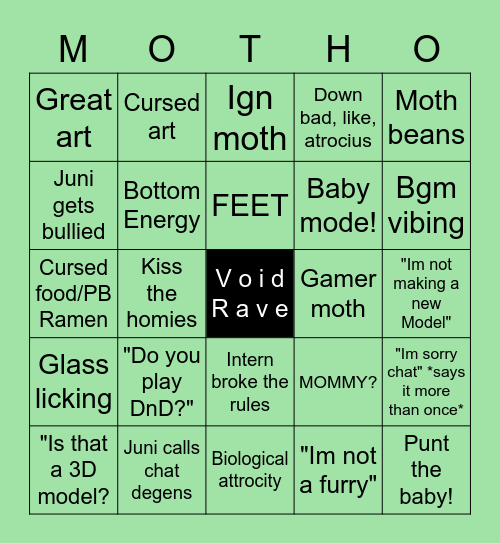 Feet tuber bingo Card