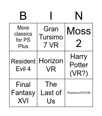 State of Play June 2022 Bingo Card
