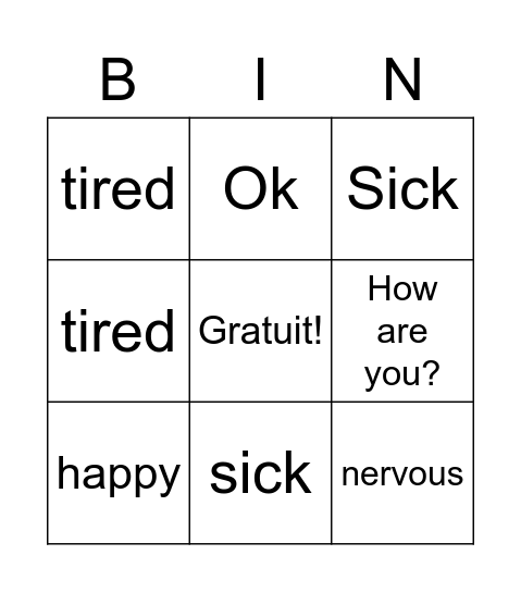 French Greetings and Goodbyes Bingo Card