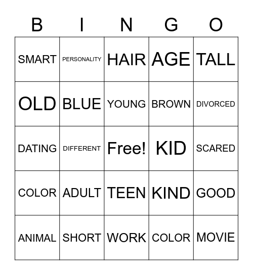 ASL 1 - Unit 8 Monologue (Character) Bingo Card