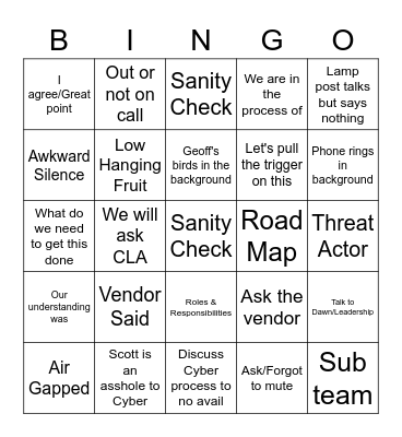 JNIS Bingo Card